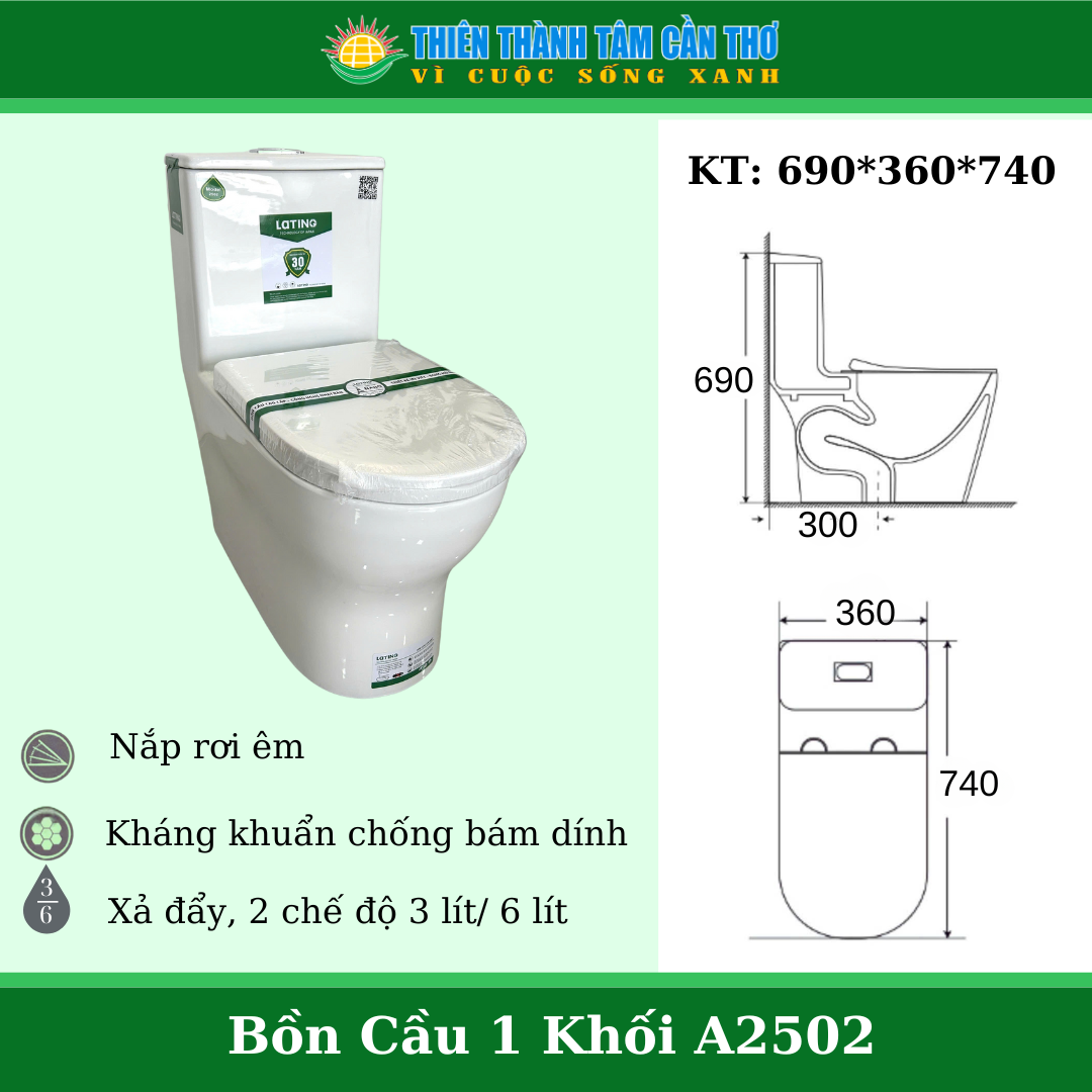 Bồn cầu 1 khối Lating A-2502